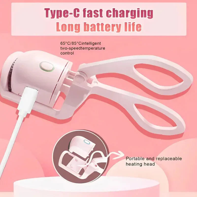 Electric Eyelash Curler USB Charging Model Fast Heating Portable Eye Lash Perm Shaping and Lasting Curling Thermal Eyelash Clip